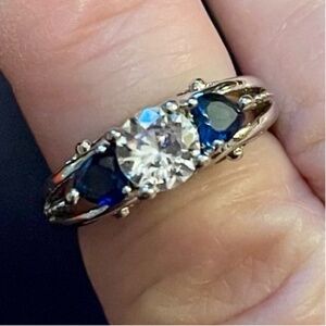 Sterling Silver Clear / Blue Sapphire Ring